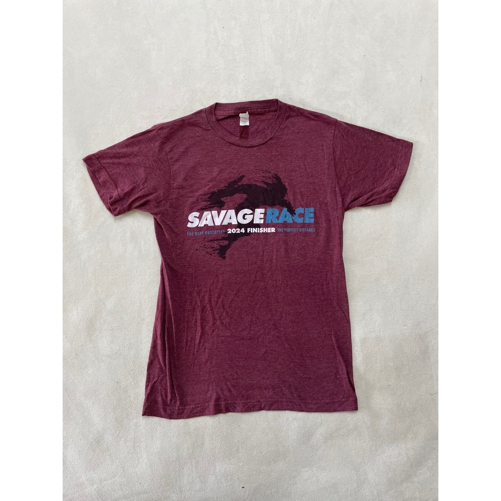 Tultex Savage Race 2024 Finisher Shirt Mens Small Maroon Heathered 202 Tee
